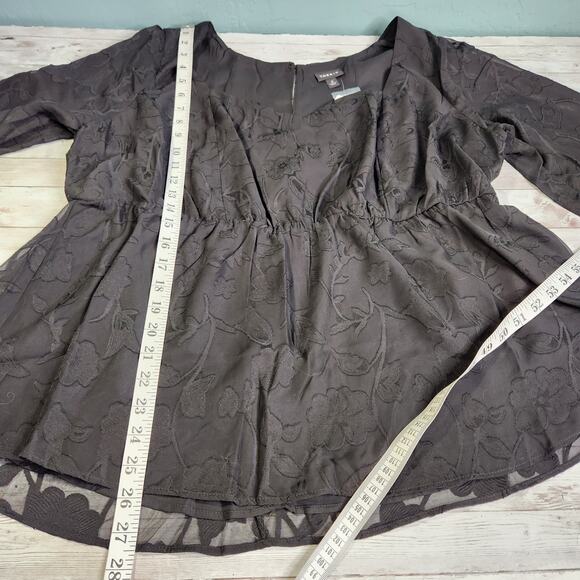 Torrid Peplum Chiffon Clip Floral Puff Sleeve Top 2X - Picture 11 of 12